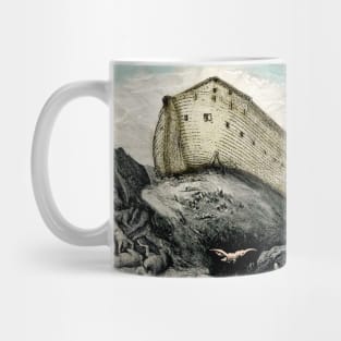 Outside Noah's Ark, flood and death, inside it, animals and God in charge Mug